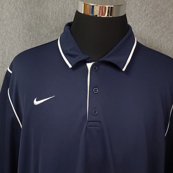 Nike Dri Fit XXL Dark Blue Short Sleeve Stretch 3 Button Pullover Polo Shirt - Picture 2 of 12